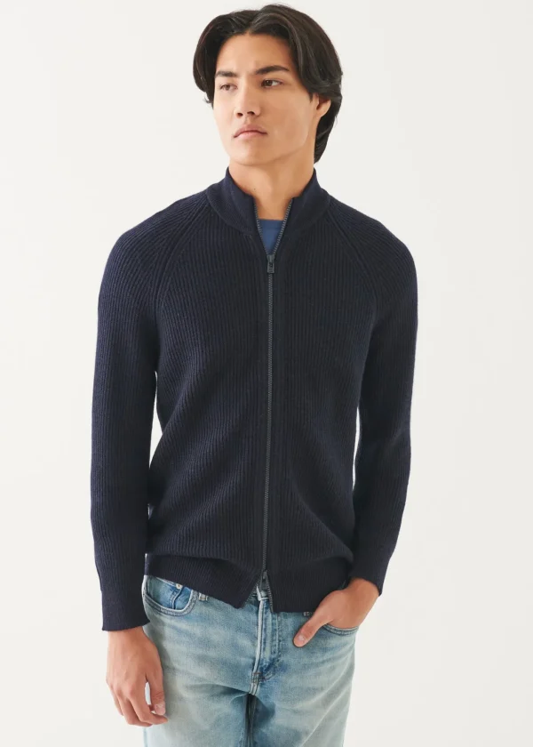 Merino Ribbed Full Zip Cardigan