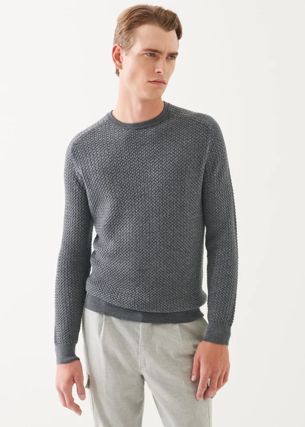 Merino Textured Crewneck