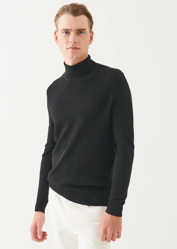 Merino Waffle Knit Turtleneck