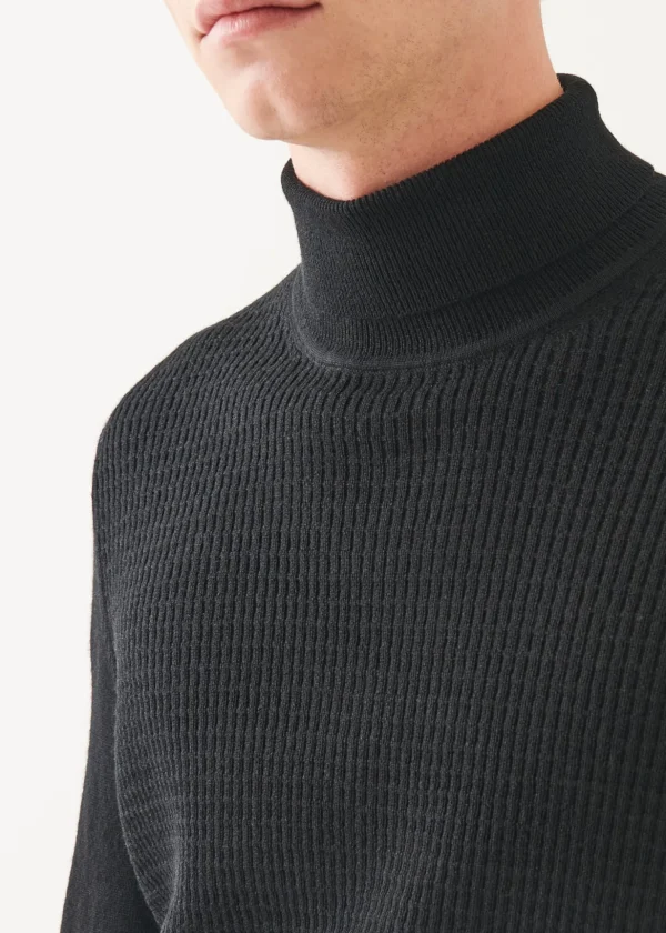 Merino Waffle Knit Turtleneck