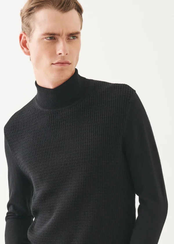 Merino Waffle Knit Turtleneck