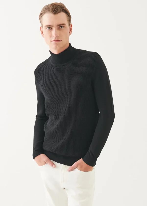 Merino Waffle Knit Turtleneck