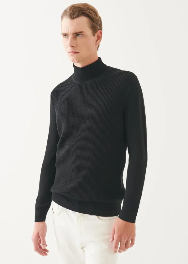 Merino Waffle Knit Turtleneck