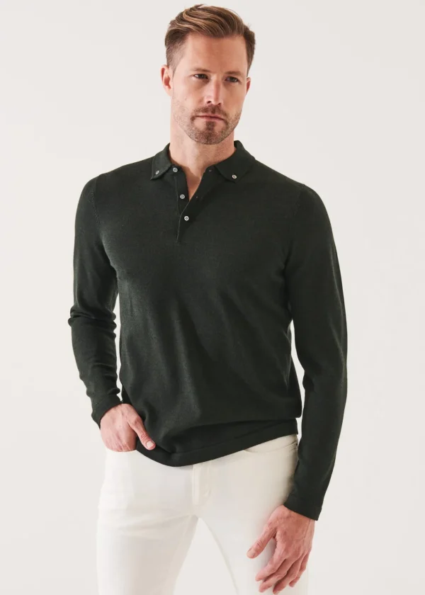 Merino Wool Button Down Polo