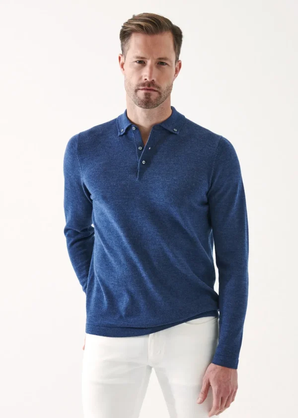 Merino Wool Button Down Polo