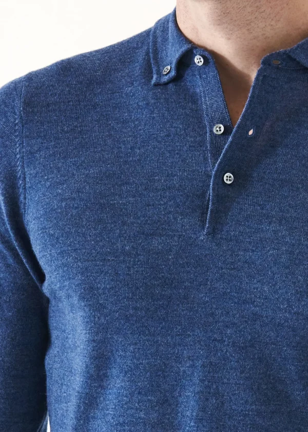 Merino Wool Button Down Polo