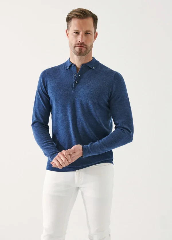 Merino Wool Button Down Polo