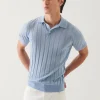 Merino Wool-Silk Blend Drop Needle Polo