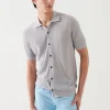 Merino Wool-Silk Blend Knit Button Up