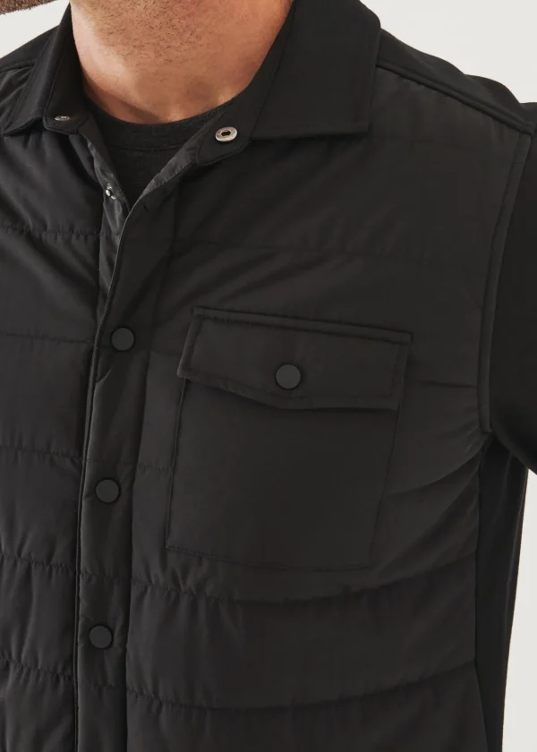 Nylon Quilted Mix Media Shirt Jacket