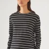 Organic Pima Cotton Stripe Boyfriend Long Sleeve Crew