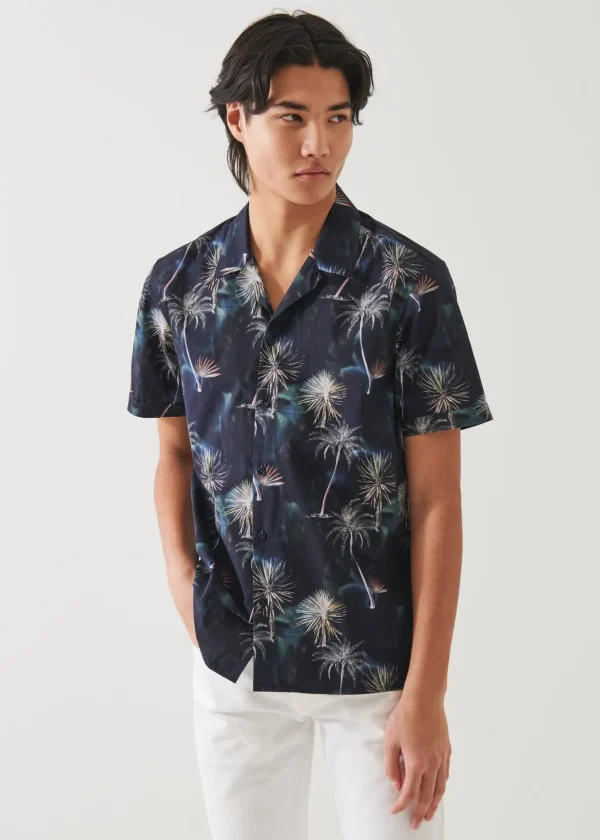 Palm Tree Print Cotton Shirt