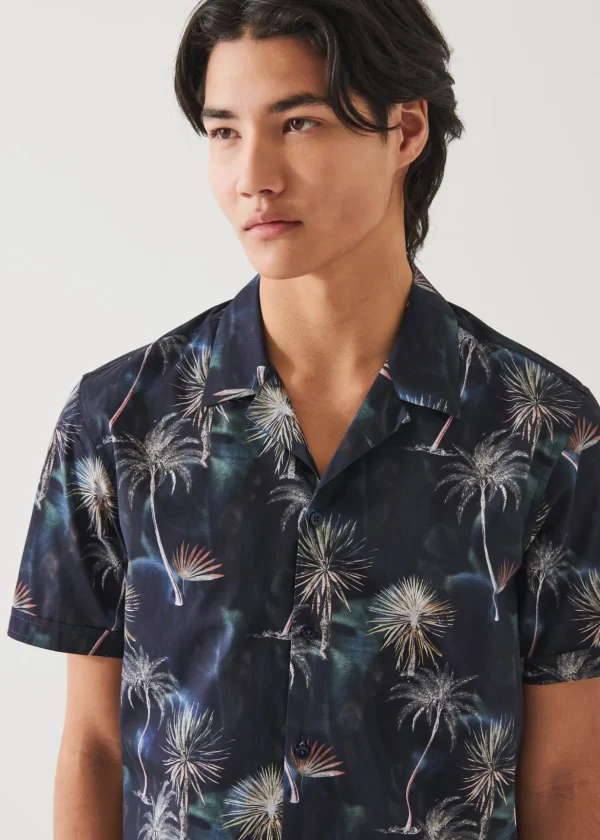 Palm Tree Print Cotton Shirt