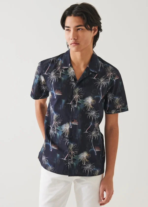 Palm Tree Print Cotton Shirt