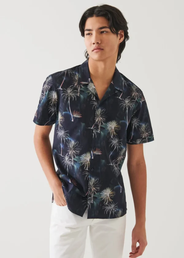 Palm Tree Print Cotton Shirt