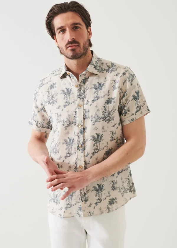 Palm Tree Print Linen Shirt