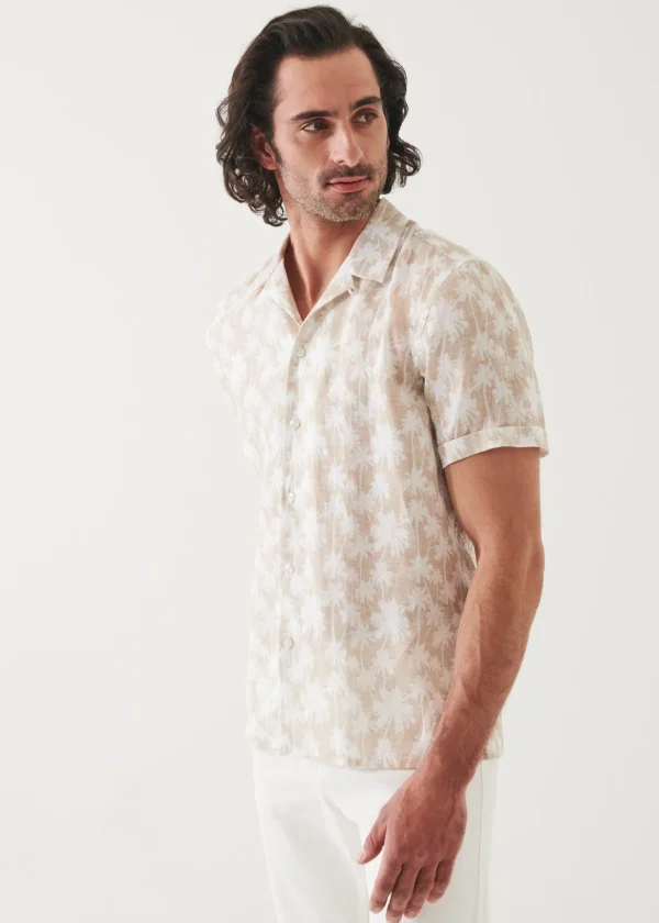 Palm Tree Print Linen Shirt