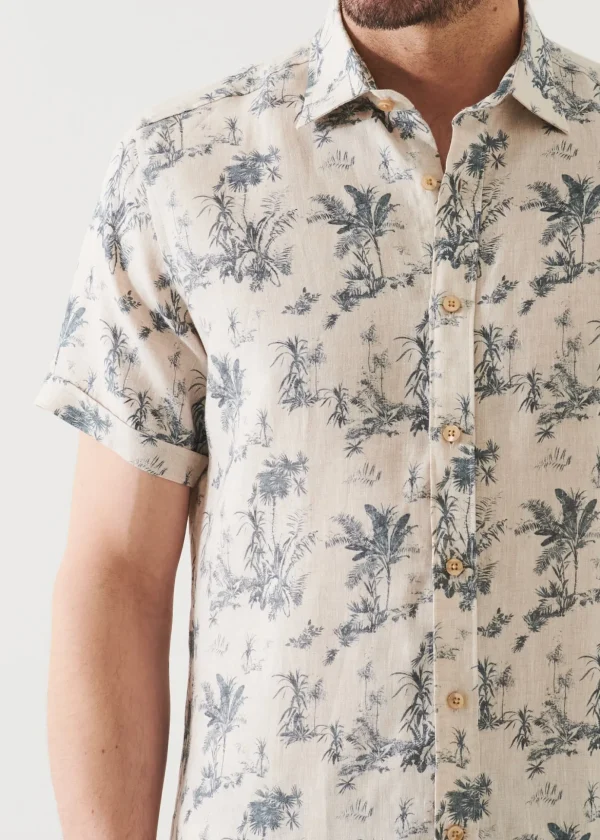 Palm Tree Print Linen Shirt