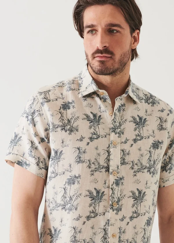 Palm Tree Print Linen Shirt