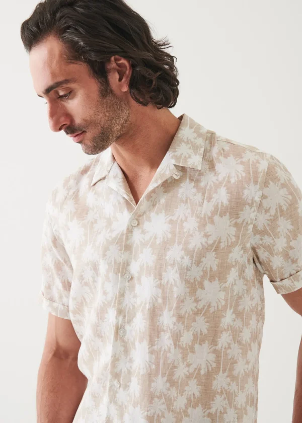 Palm Tree Print Linen Shirt