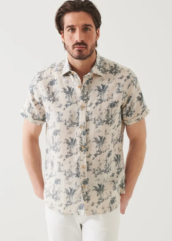 Palm Tree Print Linen Shirt