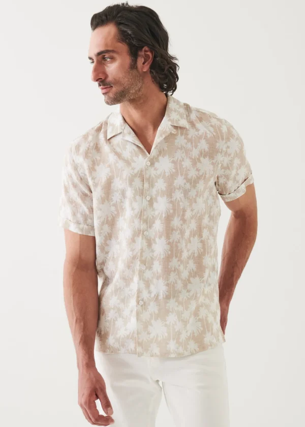 Palm Tree Print Linen Shirt