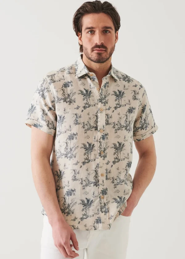 Palm Tree Print Linen Shirt