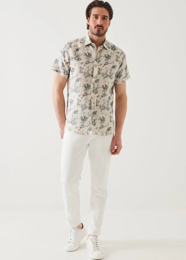 Palm Tree Print Linen Shirt