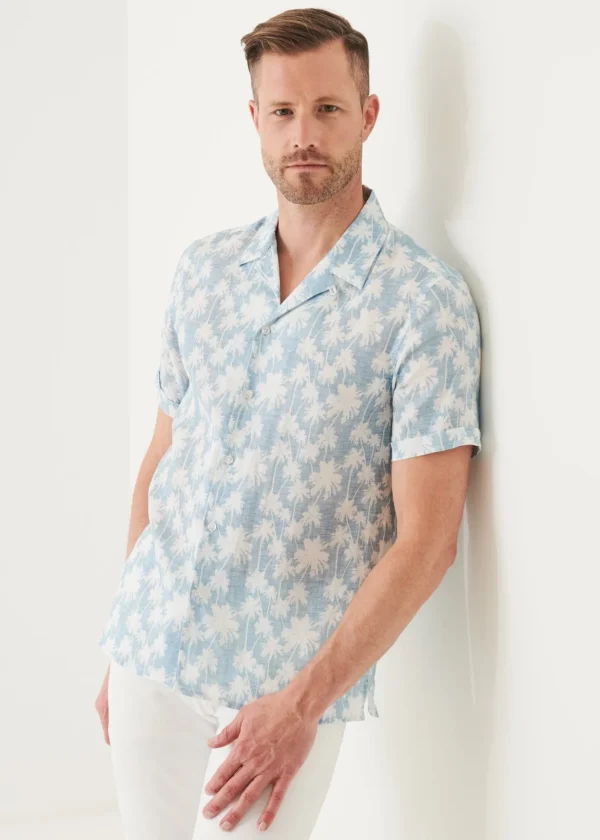 Palm Tree Print Linen Shirt