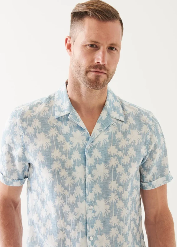 Palm Tree Print Linen Shirt