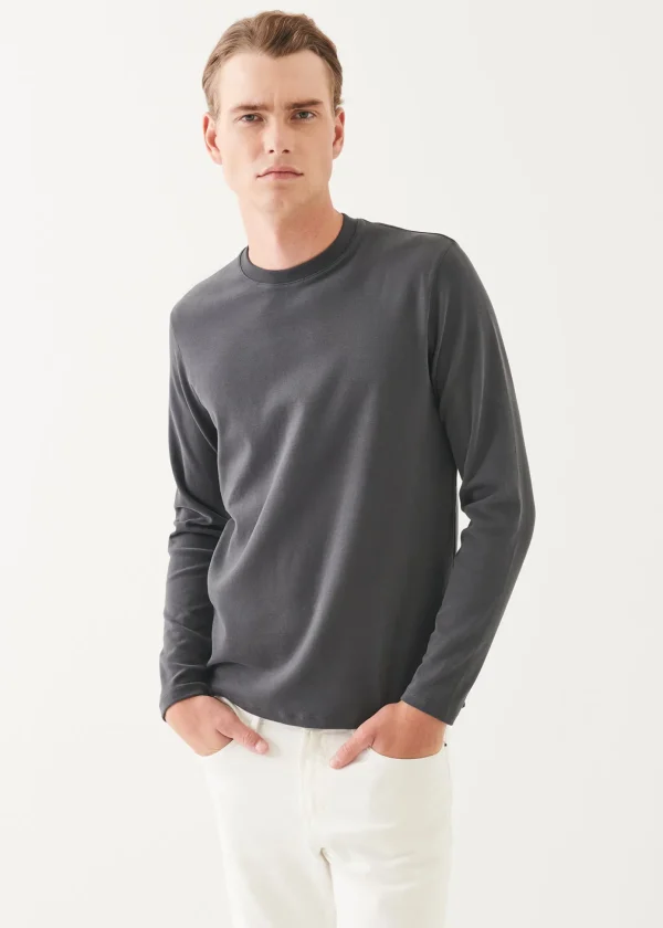 Pima Cotton Stretch Brushed Long Sleeve T-Shirt