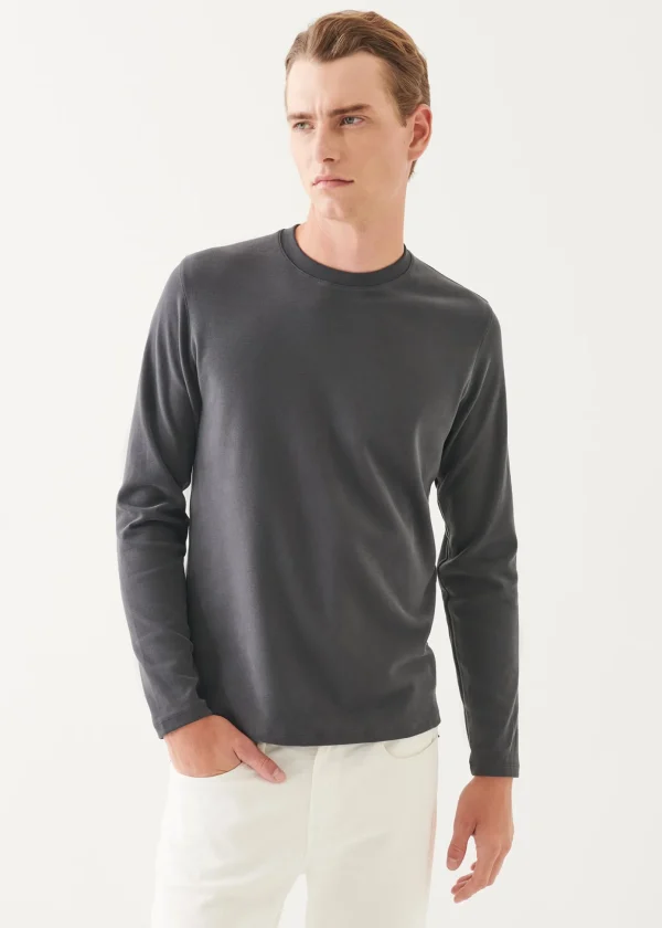 Pima Cotton Stretch Brushed Long Sleeve T-Shirt