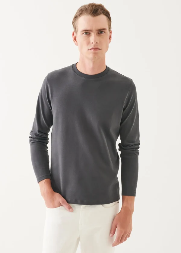 Pima Cotton Stretch Brushed Long Sleeve T-Shirt