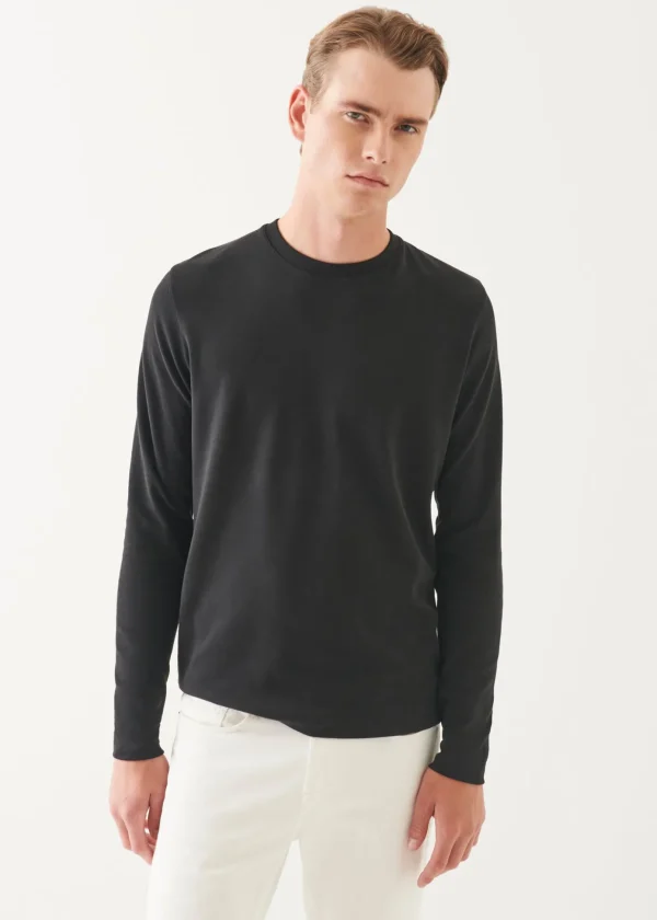 Pima Cotton Stretch Brushed Long Sleeve T-Shirt