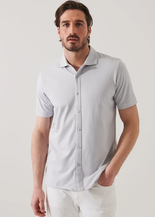 Pima Cotton Stretch Button Front Shirt