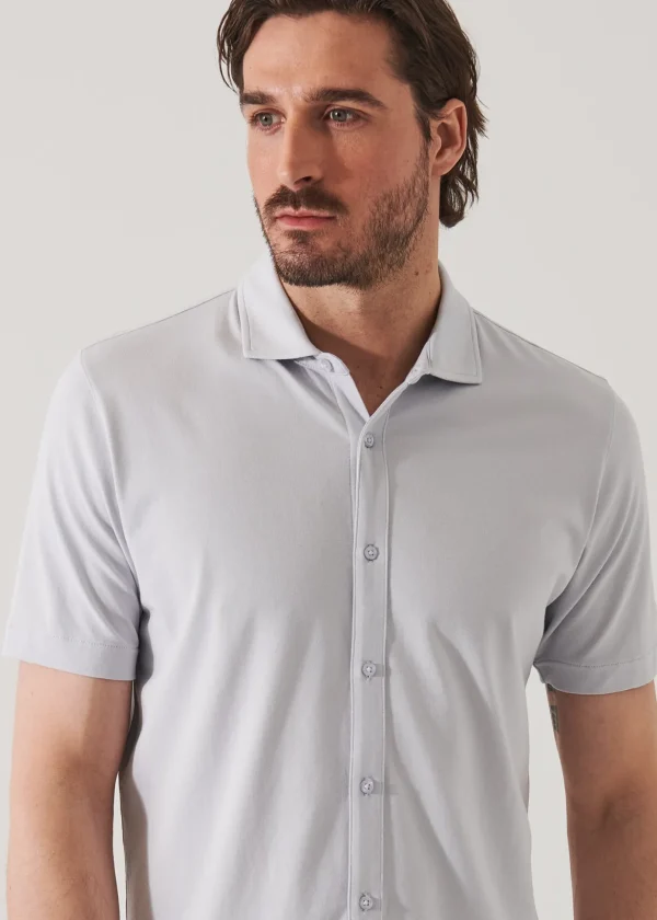 Pima Cotton Stretch Button Front Shirt