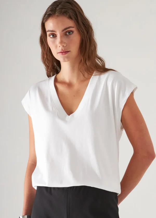 Pima Cotton Stretch Dolman V-Neck T-Shirt