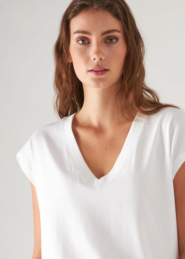 Pima Cotton Stretch Dolman V-Neck T-Shirt