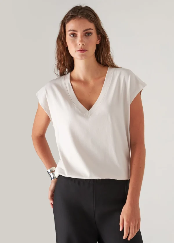 Pima Cotton Stretch Dolman V-Neck T-Shirt