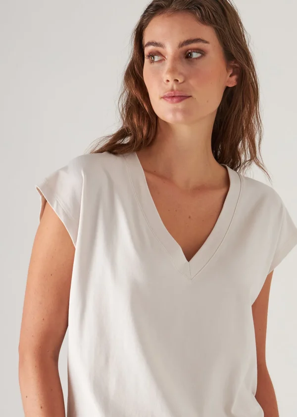 Pima Cotton Stretch Dolman V-Neck T-Shirt