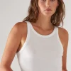 Pima Cotton Stretch High Crew Rib Tank