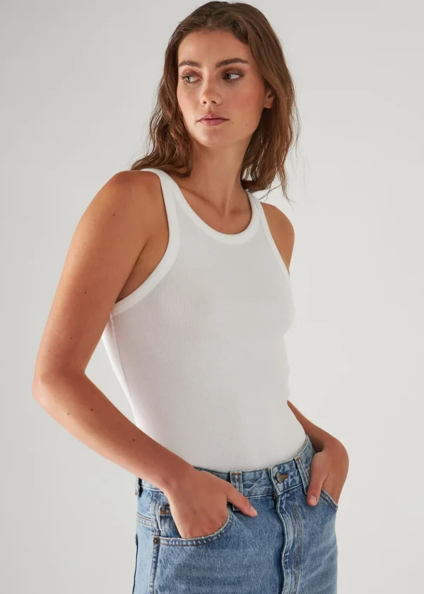 Pima Cotton Stretch High Crew Rib Tank