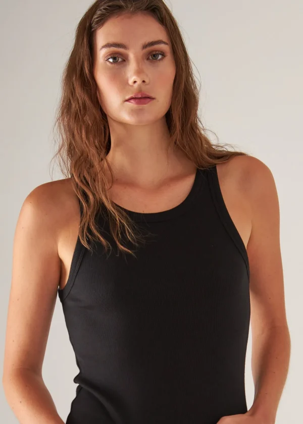 Pima Cotton Stretch High Crew Rib Tank