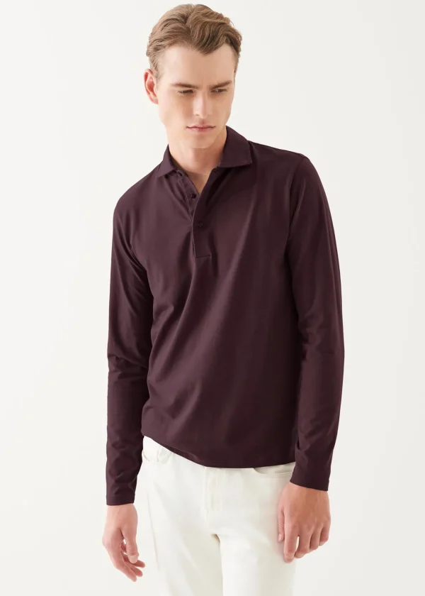 Pima Cotton Stretch Long Sleeve Polo