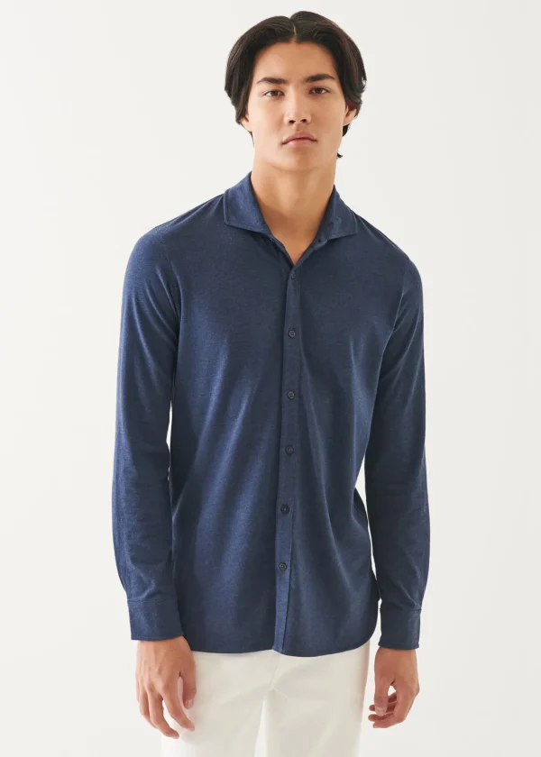 Pima Cotton Stretch Overdye Button Front Shirt