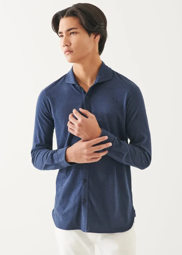 Pima Cotton Stretch Overdye Button Front Shirt