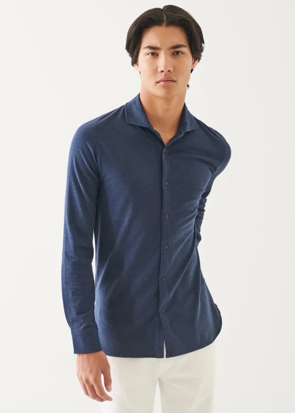 Pima Cotton Stretch Overdye Button Front Shirt