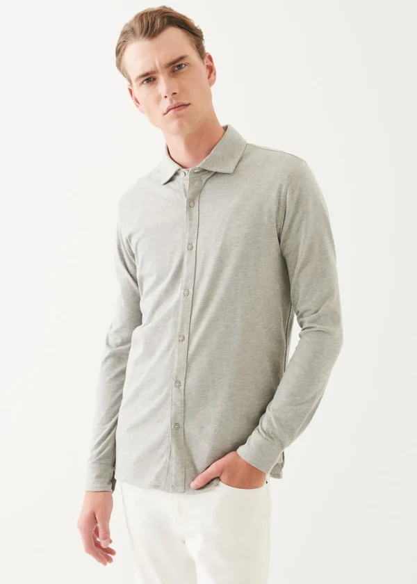 Pima Cotton Stretch Overdye Button Front Shirt