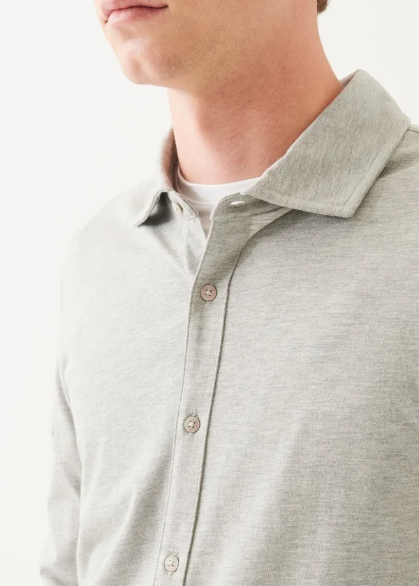 Pima Cotton Stretch Overdye Button Front Shirt