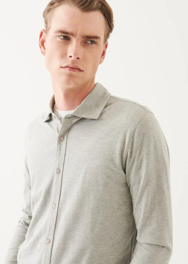 Pima Cotton Stretch Overdye Button Front Shirt